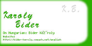 karoly bider business card